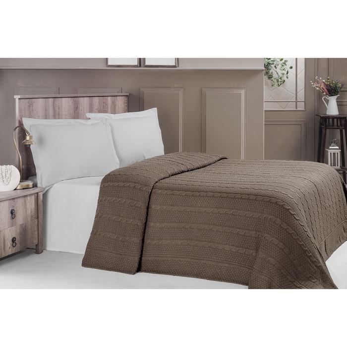 Плед вязаный Silvia, размер 220х240 см, цвет кофейный, 340 г/м2 1387