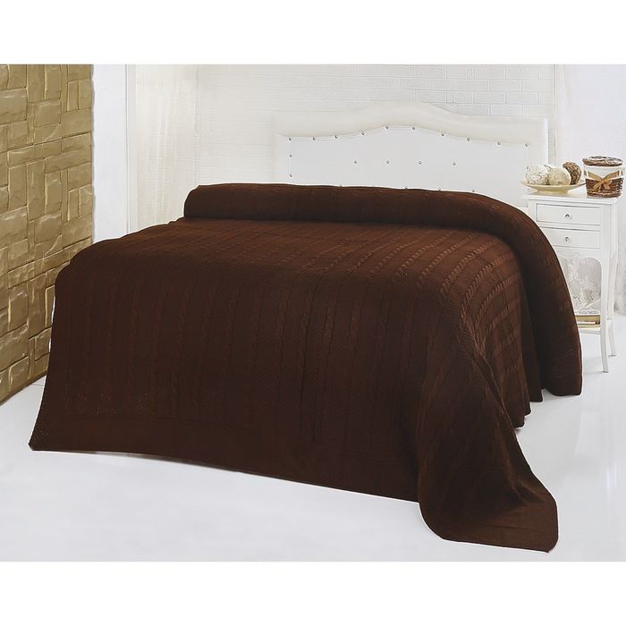 Плед вязаный Silvia, размер 220х240 см, цвет коричневый, 340 г/м2 1387