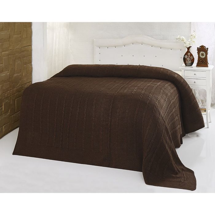 Плед вязаный Silvia, размер 160х240 см, цвет кофейный, 340 г/м2 1401