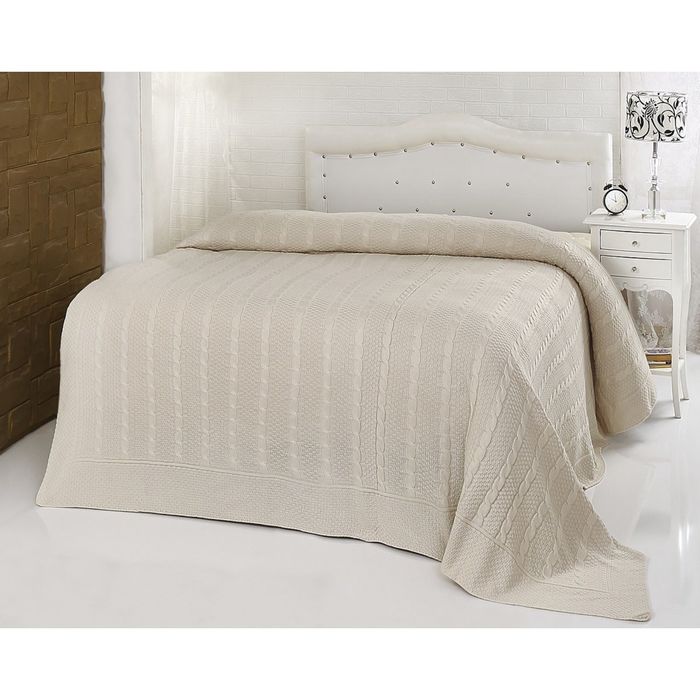 Плед вязаный Silvia, размер 160х240 см, цвет кремовый, 340 г/м2 1401