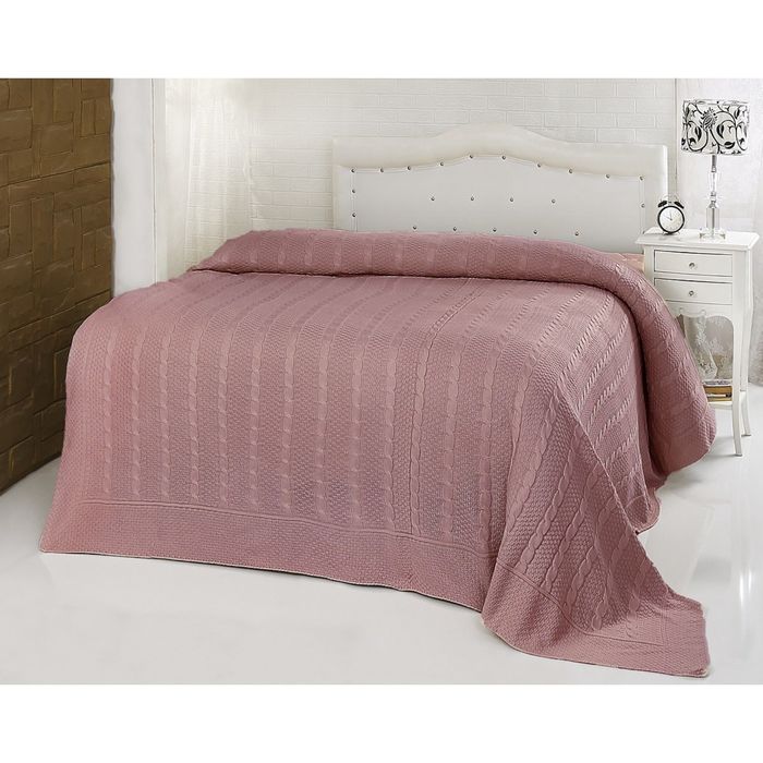 Плед вязаный Silvia, размер 160х240 см, цвет грязно-розовый, 340 г/м2 1401