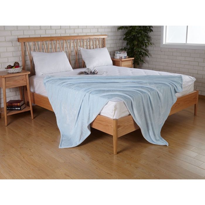 Плед велсофт Elza, размер 200х220 см, цвет голубой 5085