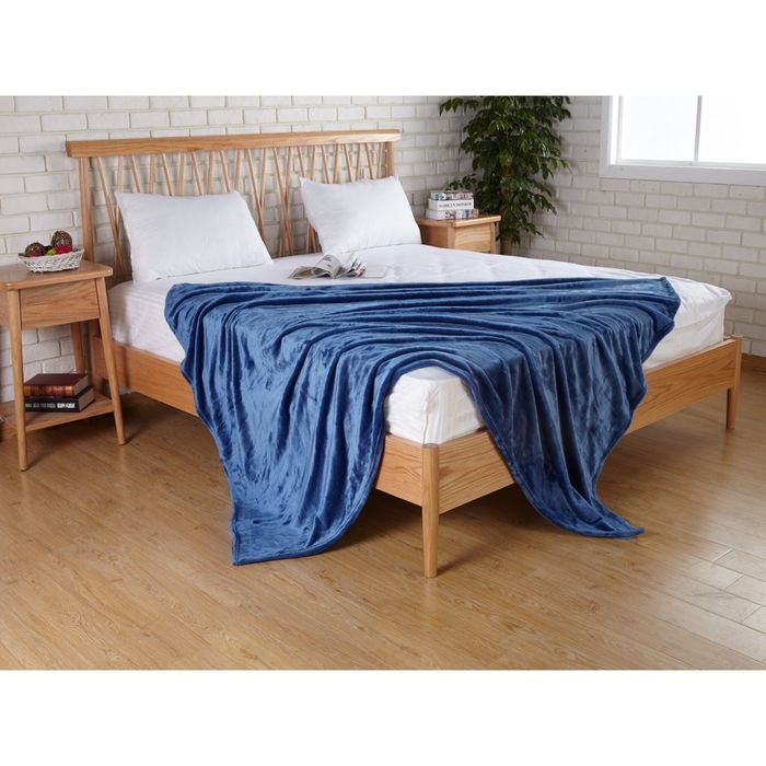 Плед велсофт Elza, размер 200х220 см, цвет синий 5085