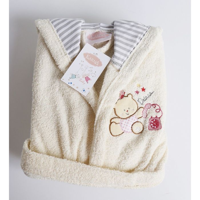 Халат детский махровый с капюшоном Teeny, 4-5 лет, цвет экрю 912/4