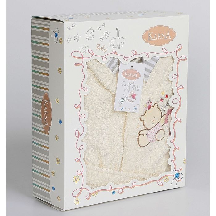 Халат детский махровый с капюшоном Teeny, 4-5 лет, цвет экрю 912/4