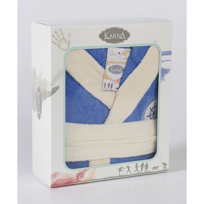 Халат детский махровый с капюшоном Silver, 8-9 лет, цвет голубой 913/1