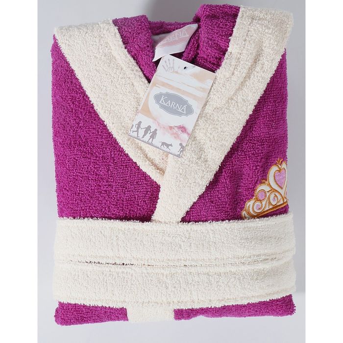 Халат детский махровый с капюшоном Silver, 8-9 лет, цвет фуксия 913/3