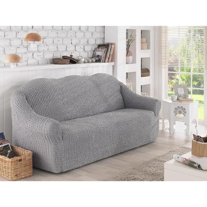 фото Чехол для двухместного дивана karna, без юбки, цвет серый