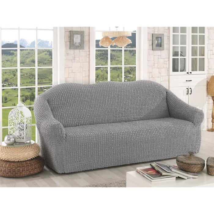 фото Чехол для трёхместного дивана karna, без юбки, цвет серый