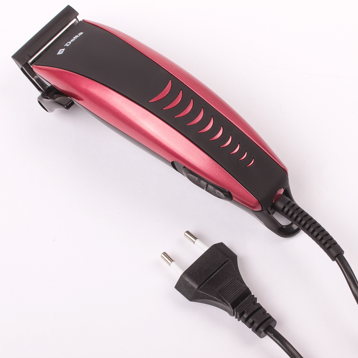 Машинка для стрижки DELTA DL-4011, 10 Вт, лезвия из нерж. ст., 4 насадки, красная