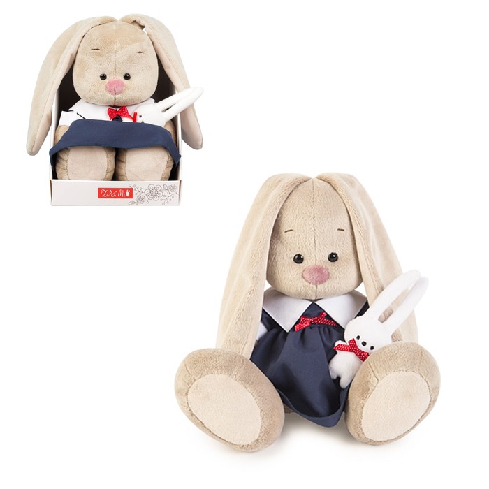 Мягкая игрушка "Зайка Ми" в синем платье с зайкой, 23 см
