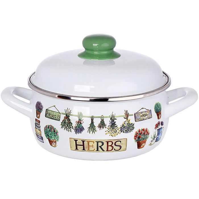 Кастрюля с металлической крышкой, 1,85 л, 16 см Травы