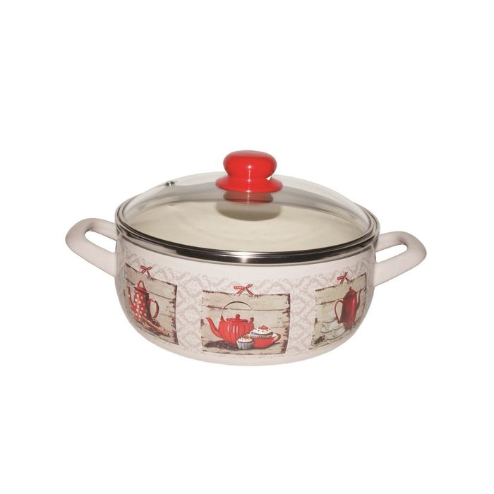 Кастрюля 3,35 л "Кофейная кантата", со стеклянной крышкой