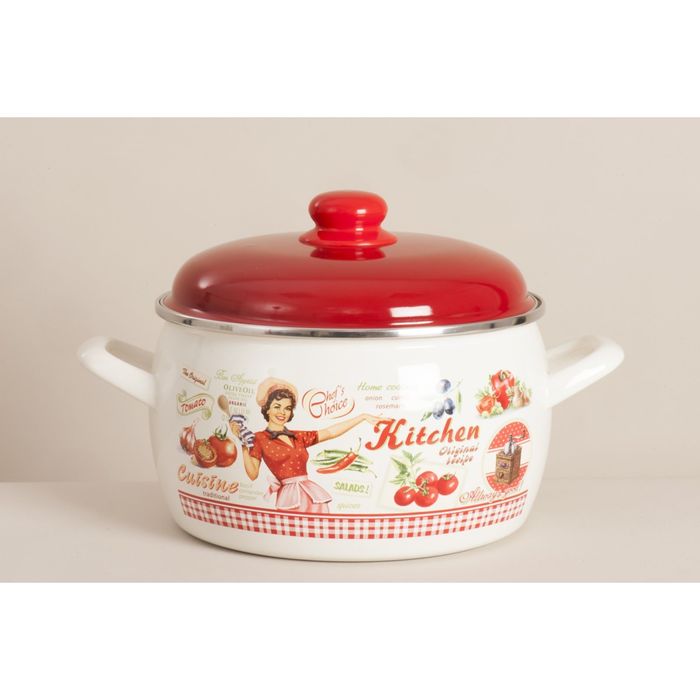 Кастрюля с металлической крышкой 7,5 л Винтаж