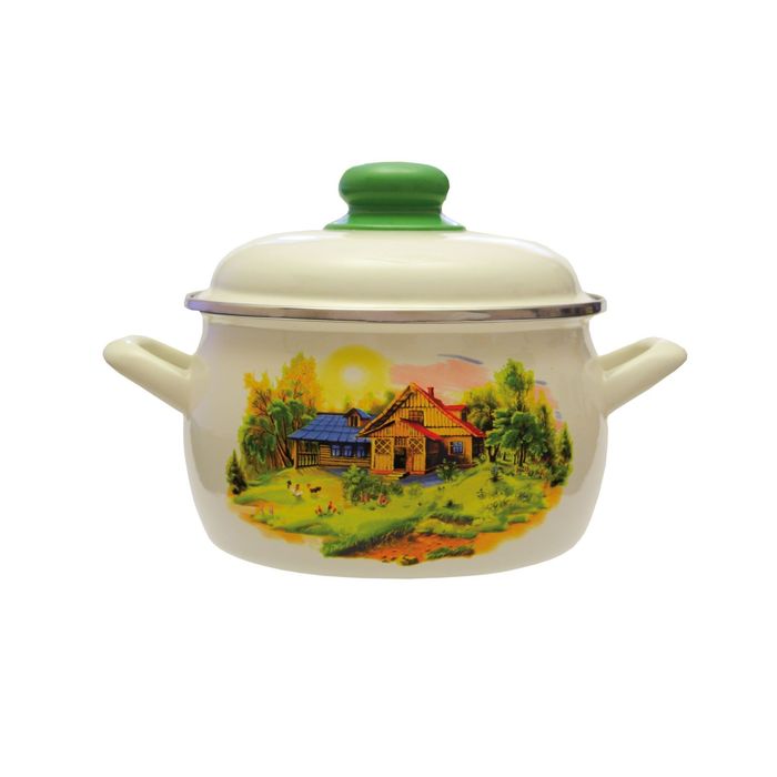 Кастрюля 2,2 л "Домик в деревне", с металлической крышкой