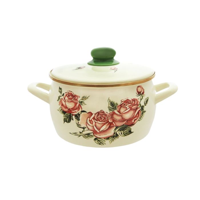 Кастрюля 3 л "Роза", с металлической крышкой