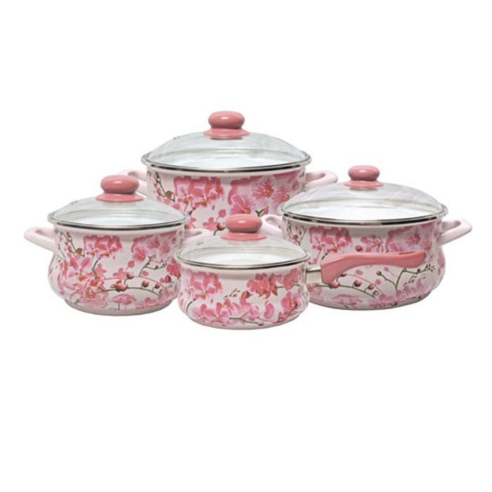 Набор посуды 7 предметов (кастрюля 2л, 3,5л, 5,5л со стеклянными крышками, ковш 1,5л без крышки) Сак