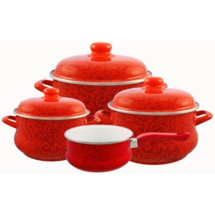 Набор посуды 7 предметов (кастрюля 2л, 3,5л, 5,5л с металлическими крышками, ковш 1,5л без крышки) Р