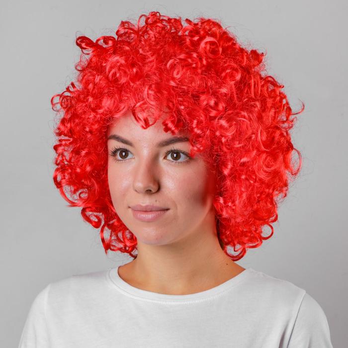 Карнавальный парик, объёмный, цвет красный парик объёмный желтый