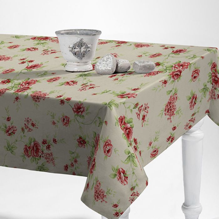 Клеенка столовая "ALBA", 140 см, рулон 20 п.м., 4219101 Вальс цветов красный