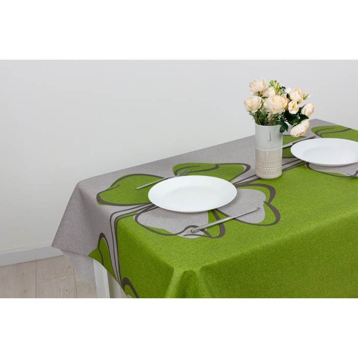 Клеенка столовая "ALBA", 140 см, рулон 20 п.м., 509878 Иллюзия зеленый