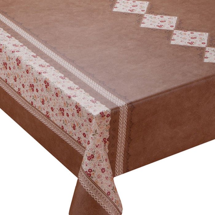Клеенка столовая "Meiwa" AL-241 BR, 137 см, рулон 20 п.м., коричневый