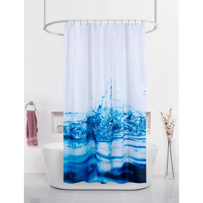 Штора для ванной 180х200 см, "Капли"