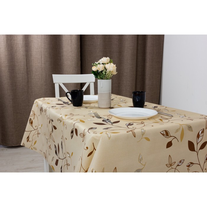 Клеенка столовая "Meiwa" LP-186 BE/BR, 140 см, рулон 20 п.м., коричневый