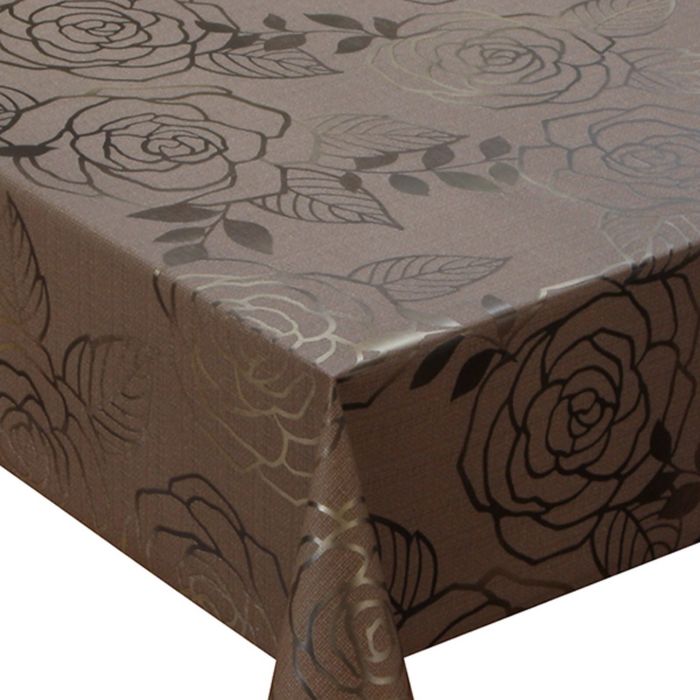 Клеенка столовая "Meiwa" SILKY-187 BR, 140 см, рулон 20 п.м., коричневый