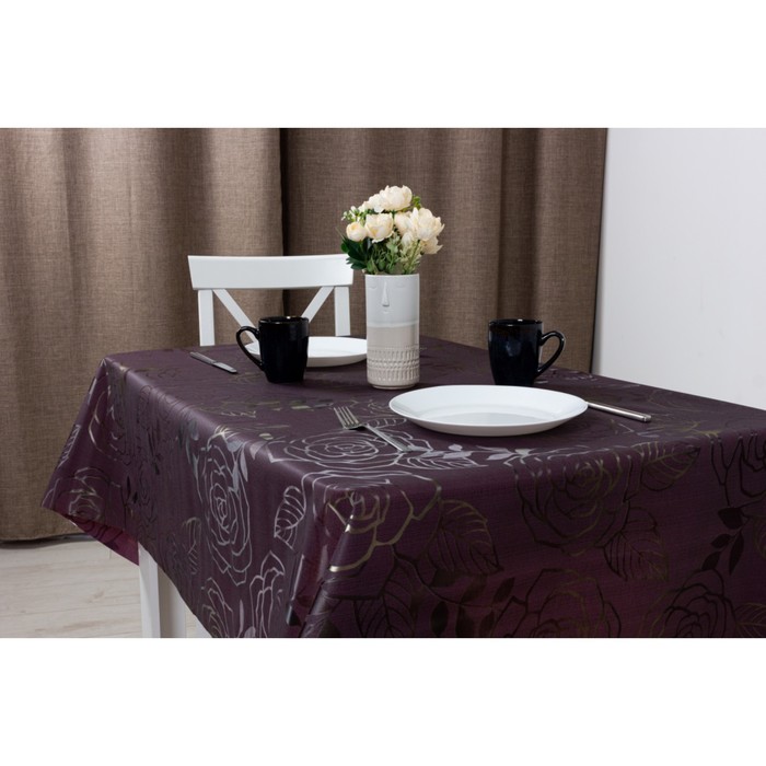 Клеенка столовая "Meiwa" SILKY-187 BURGUNDY, 140 см, рулон 20 п.м., бургунди