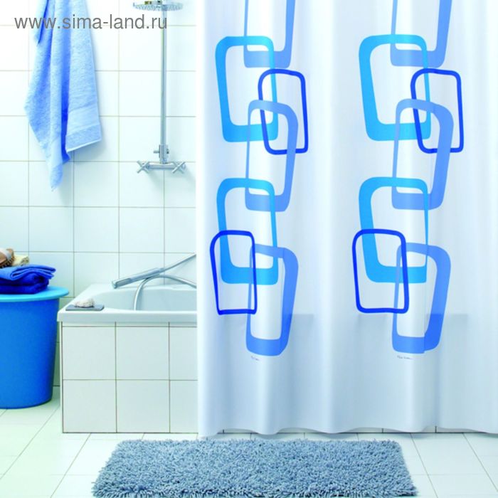 фото Штора для ванной quadry, 180 х 200 см, цвет синий bacchetta
