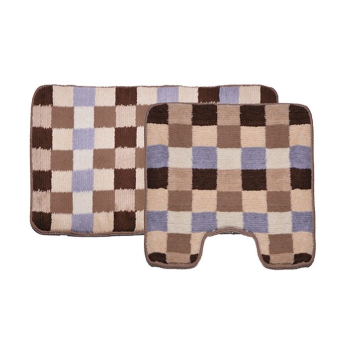 Набор ковриков для ванной "Клетка" 2 шт: 50х80 см, 55х55 см