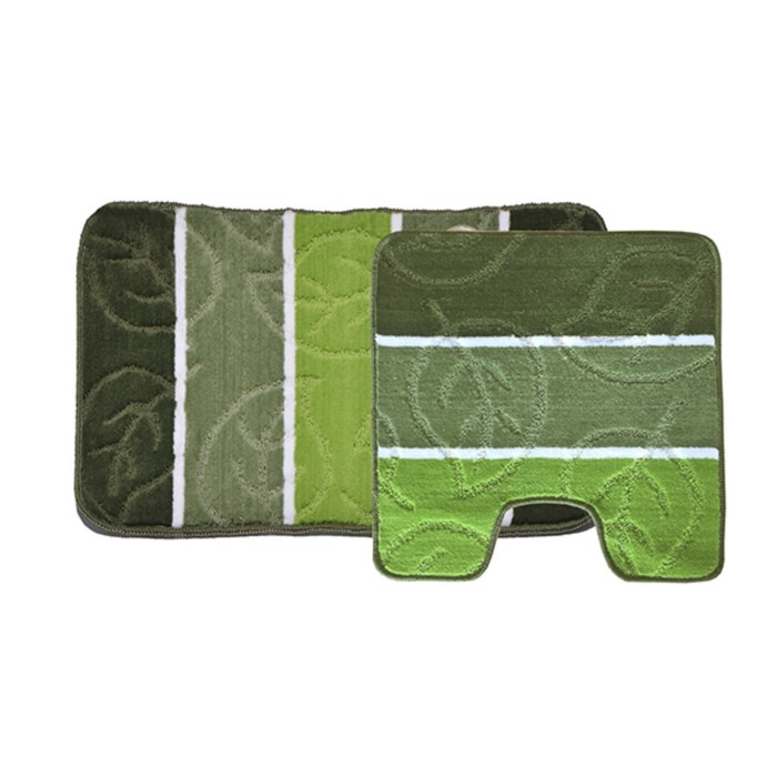 фото Набор ковриков для ванной «листопад», 2 шт: 50 х 80 см, 55 х 55 см, цвет зелёный dasch