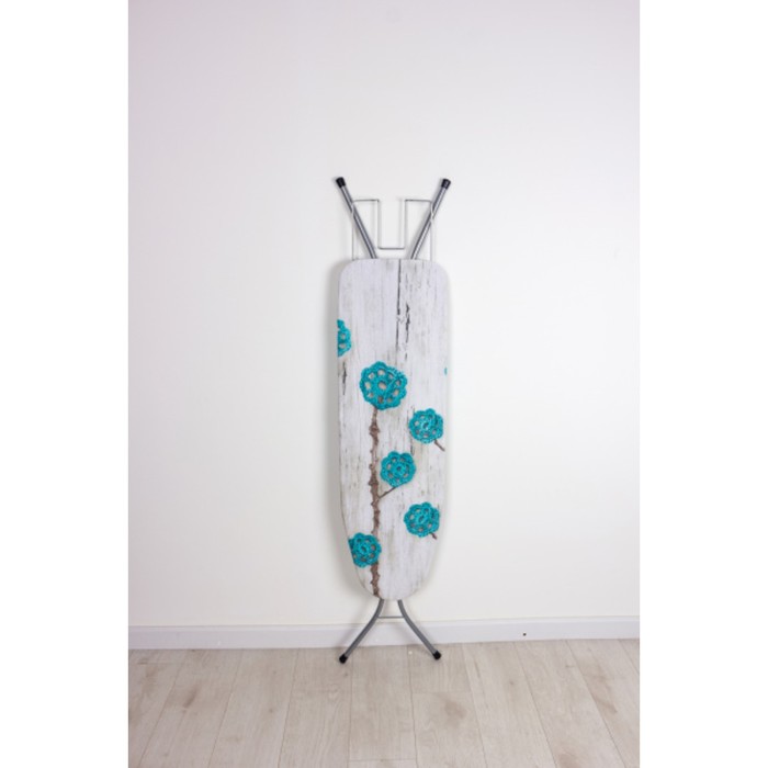 Чехол для гладильной доски Ажурные цветы бирюзовые, 140х55 см, хлопок