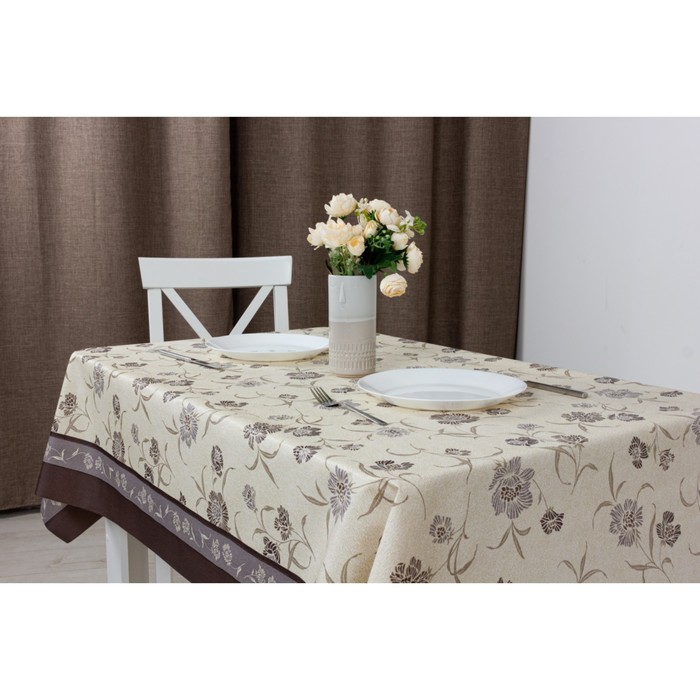 Клеенка столовая "Meiwa" FRC-106, 130 см, рулон 20 п.м., коричневый