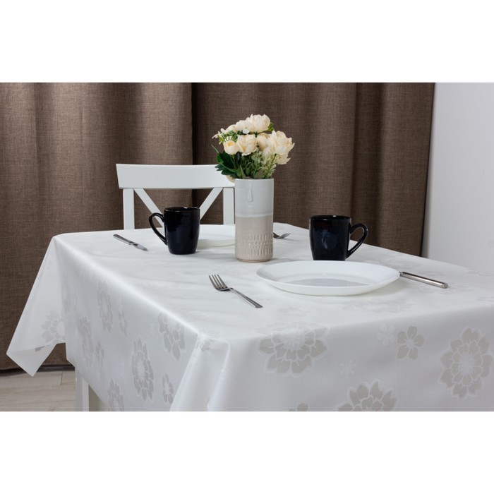 Клеенка столовая "Meiwa" OPA-02 WH, 130 см, рулон 20 п.м., белый