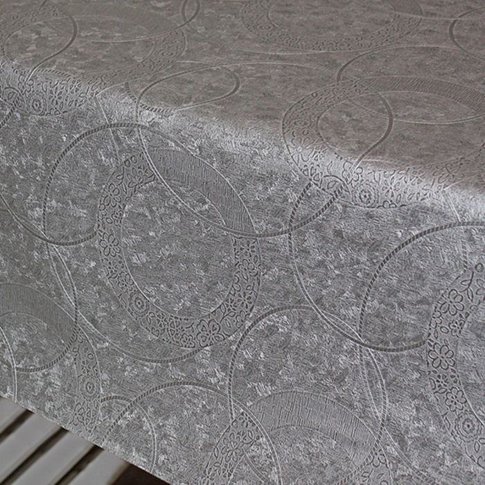 Клеенка столовая "Polyline", 140 см, рулон 15 п.м., PLM3043-SI Поларис платина