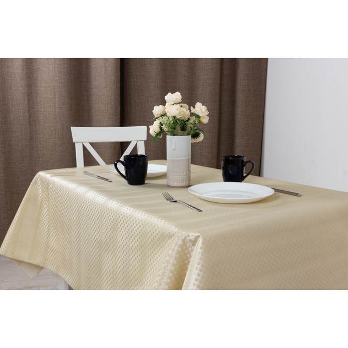 Клеенка столовая "Polyline", 140 см, рулон 15 п.м., PLOXF33M-CR Сапфир кремовый