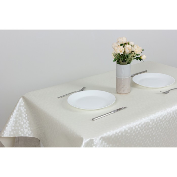 Клеенка столовая "Polyline", 140 см, рулон 15 п.м., PLZ140556-WH Дижон белый