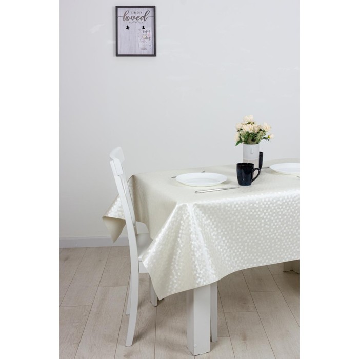 фото Клеёнка столовая polyline «дижон», 140 см, рулон 15 пог. м., цвет белый protec textil