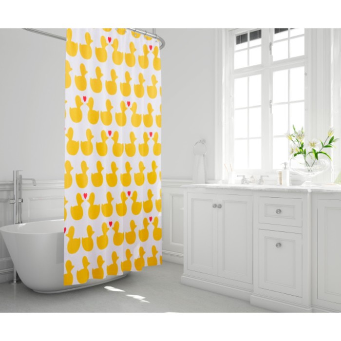 фото Штора для ванной bacchetta bath duck, 180 х 200 см, цвет жёлтый