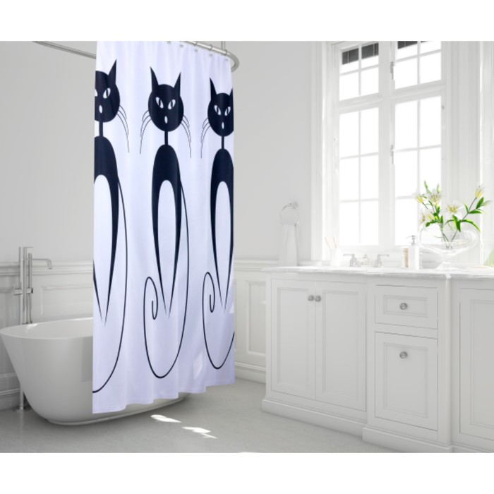 фото Штора для ванной cats, 180 х 200 см bacchetta