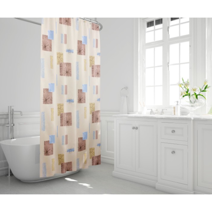 фото Штора для ванной contrasti, 180 х 200 см, цвет бежевый bacchetta