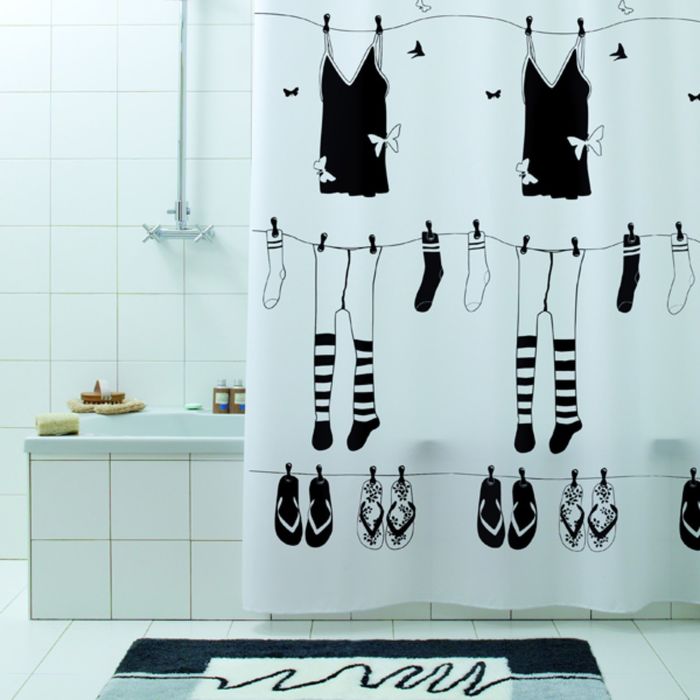 Штора для ванной Rue de Papillion, 180х200 см, черный