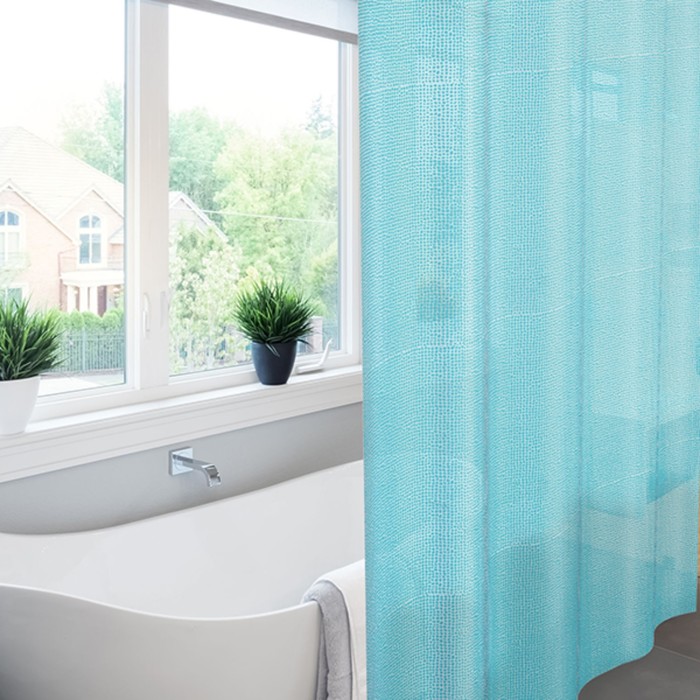 Штора для ванной 182х182 "Meiwa", Pebbles, цвет синий