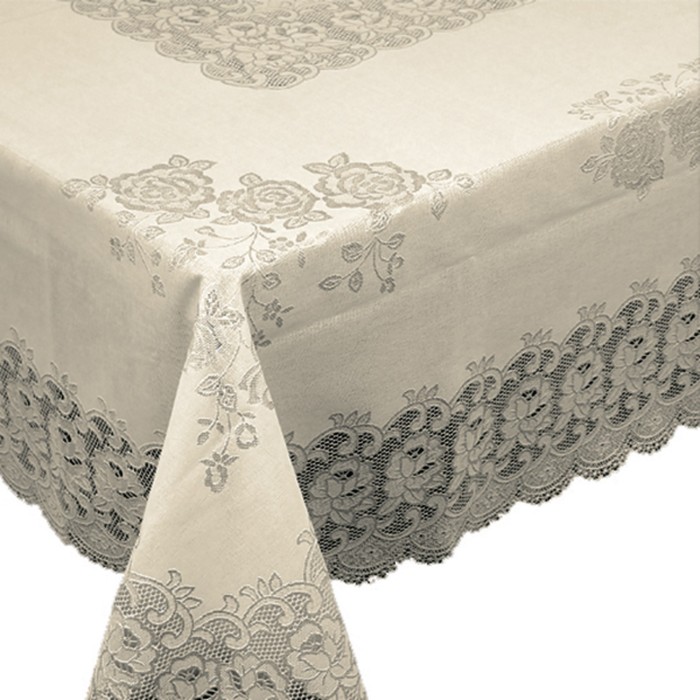 Скатерть столовая "Ажурная" Victoria, 140х200 см, рулон 10 шт, бежевый