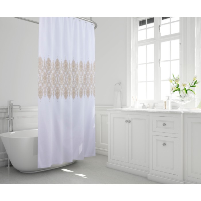 Штора для ванной Sintra, 240 х 200 см, цвет бежевый штора для ванной bacchetta fragmmento 240 х 200 см цвет бежевый