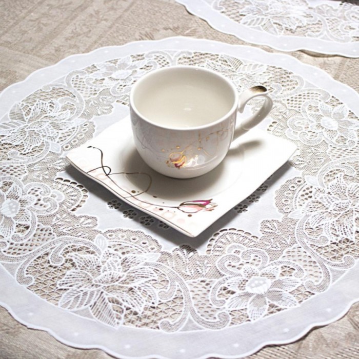 Салфетка "Ажурная" Canna, круг 40 см, белый