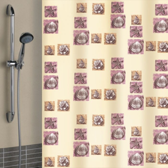 Штора для ванной 180х180 см "Ракушки", цвет бежевый