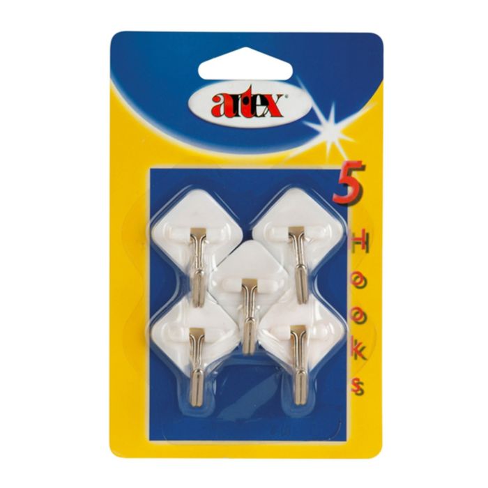 Набор крючков самоклеящихся, пластик/металл, 5 шт